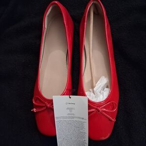 The Drop Women's Red Ballet Flats